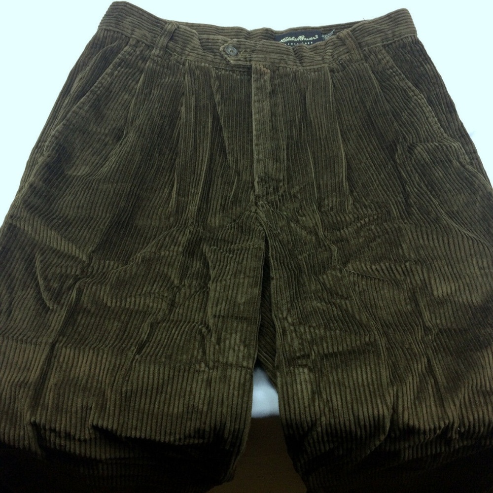 🌺 Eddie Bauer Cordury Pants 32x26 Pleated Lg Wale